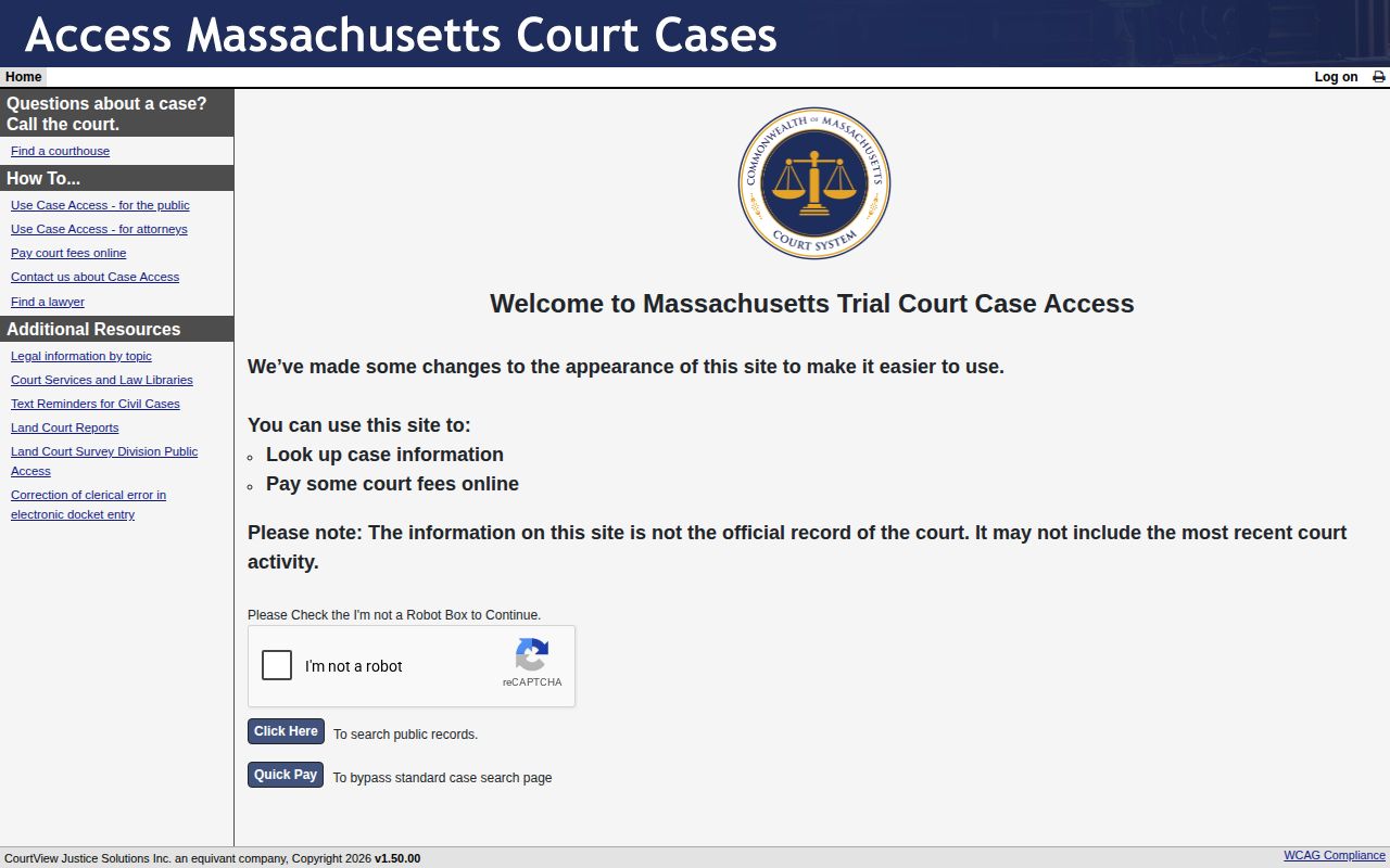 MassCourts search entry for Nantucket County release docket records