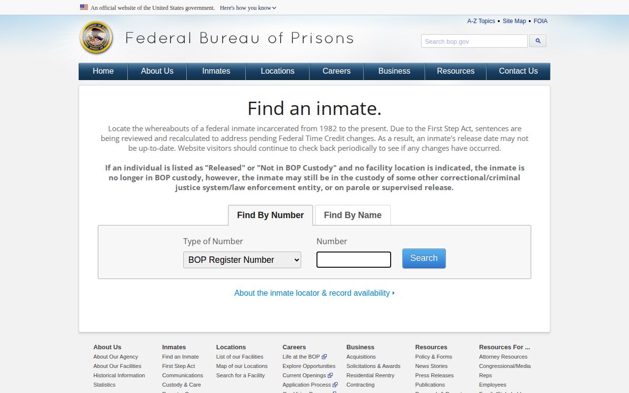 Federal BOP release record search relevant to Nantucket County cases