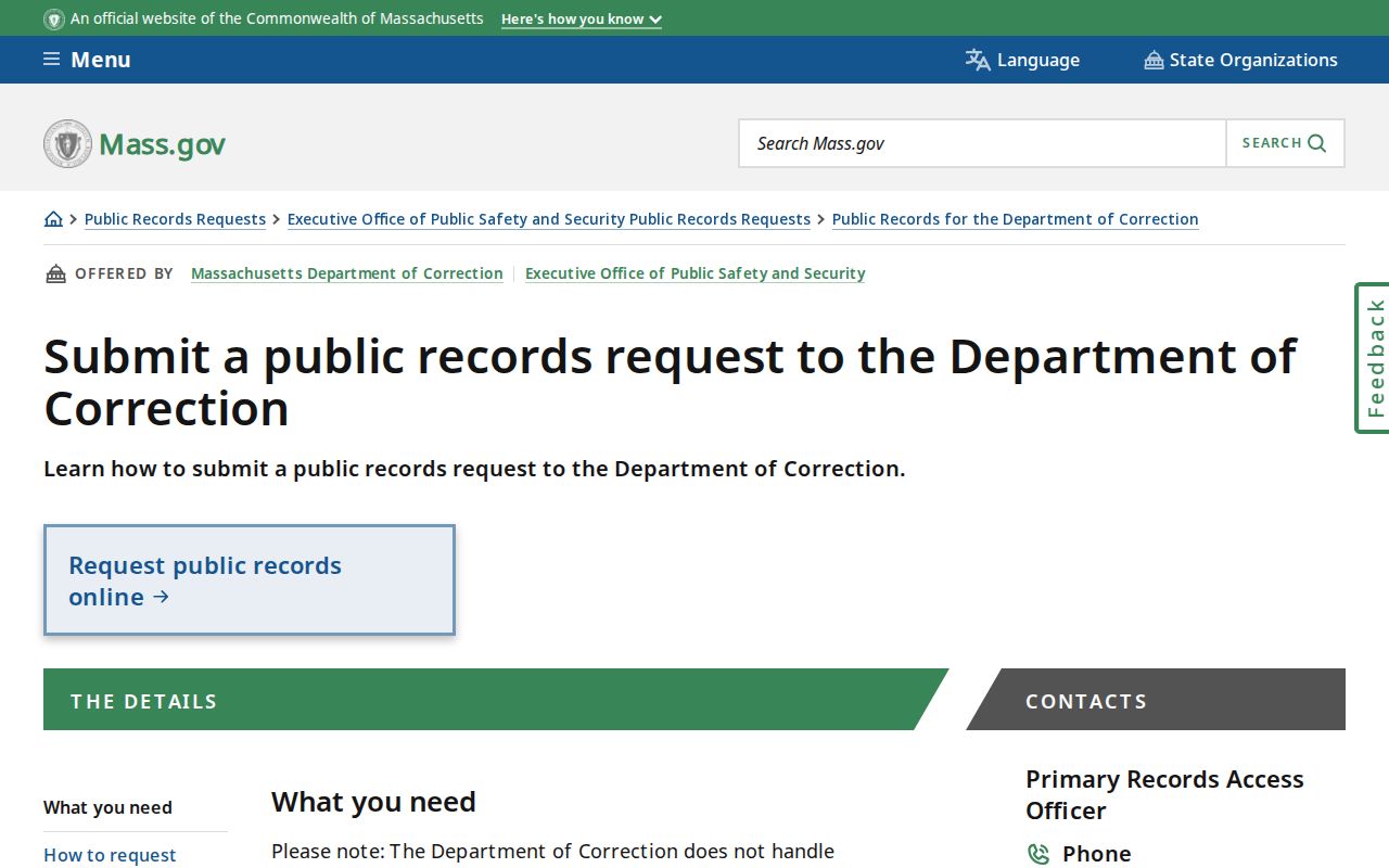 Massachusetts DOC released inmate photo records route for a Nantucket County case