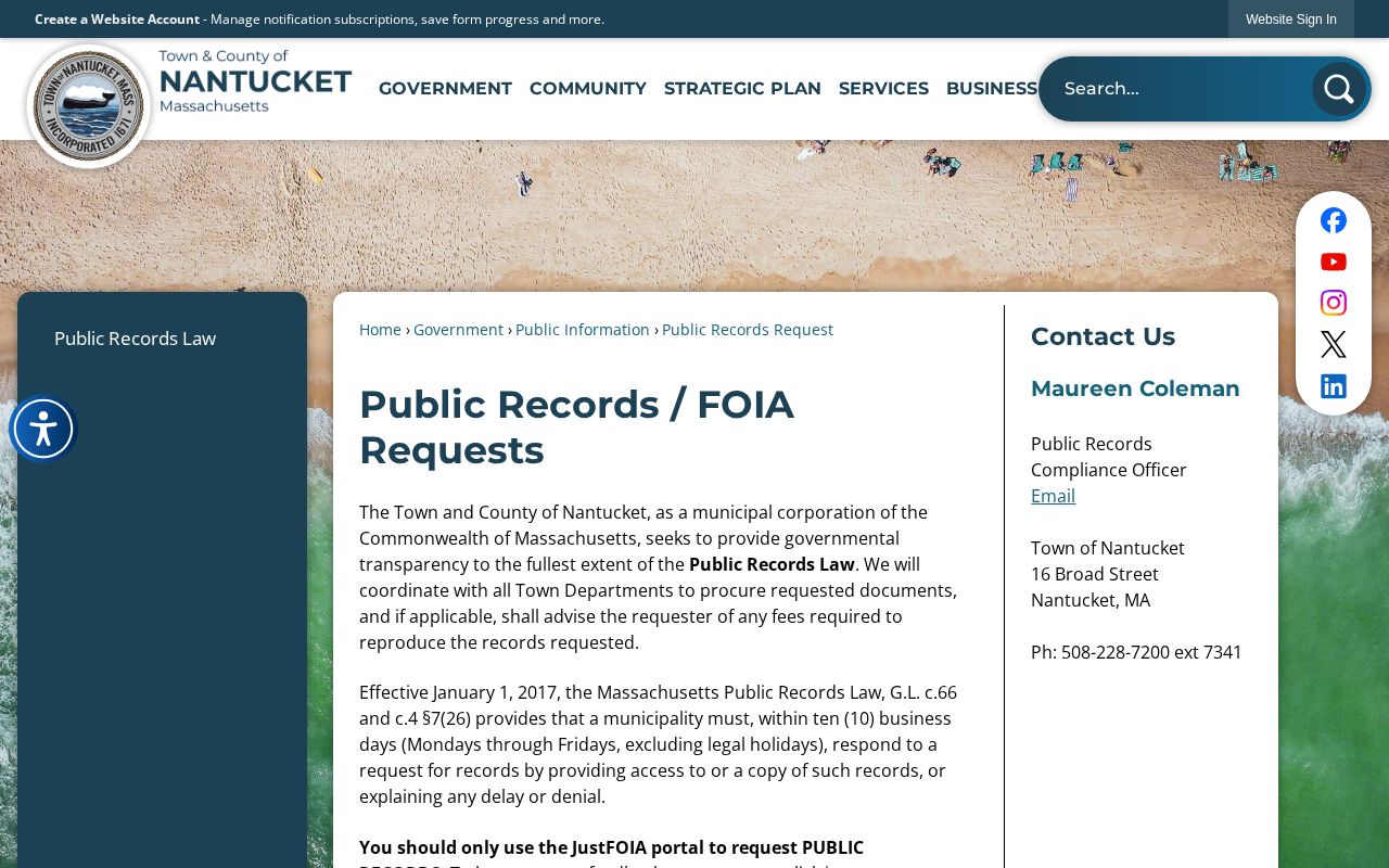 Nantucket Police public records officer contact and request information